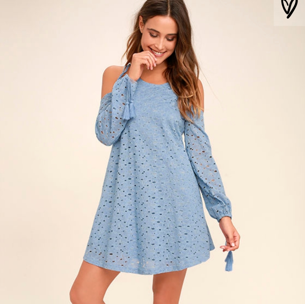 J.O.A. Soul Mate Light Blue Lace Off-the-Shoulder